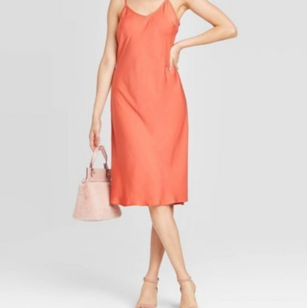 Coral slip dress, size medium